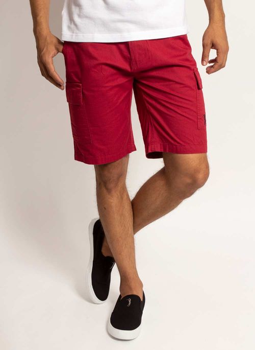 bermuda jeans vermelha masculina
